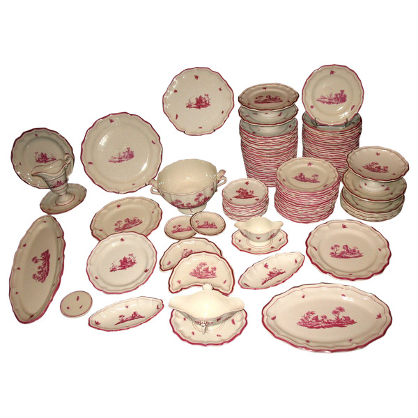 Table service in Gien earthenware decorated with Niderviller of 110 pieces early 20th century