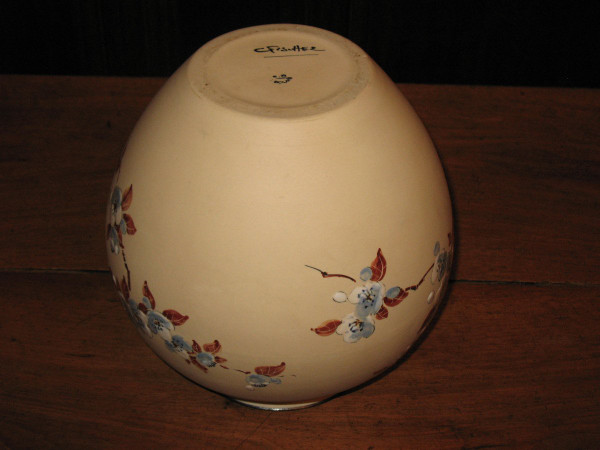 Grand vase boule en grès de Ciboure décor japonisant aux fleurs de cerisier de C Fischer époque 20ème