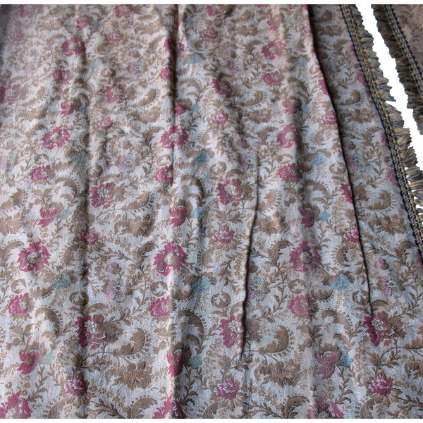 Pair of door hanging curtains in woven Jacquard floral pattern Louis XIII style late 19th