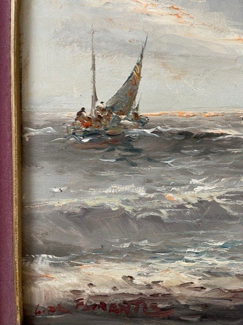 Tableau Marine XX ème Huile Sur Toile