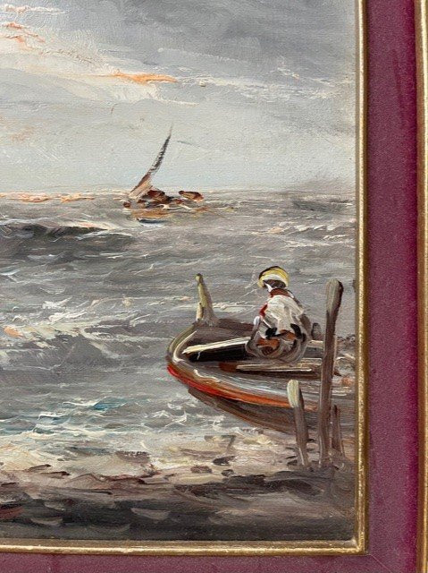 Tableau Marine XX ème Huile Sur Toile