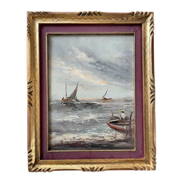 Tableau Marine XX ème Huile Sur Toile
