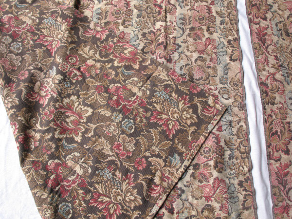 Pair of door hanging curtains in woven Jacquard floral pattern Louis XIII style late 19th