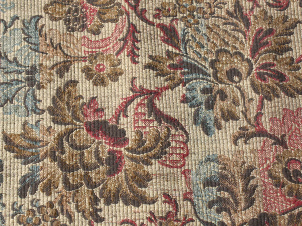 Pair of door hanging curtains in woven Jacquard floral pattern Louis XIII style late 19th