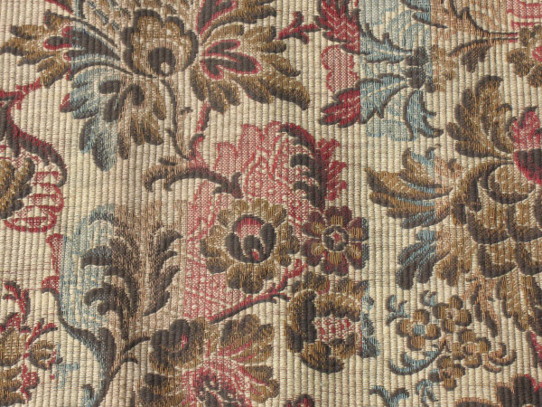 Pair of door hanging curtains in woven Jacquard floral pattern Louis XIII style late 19th