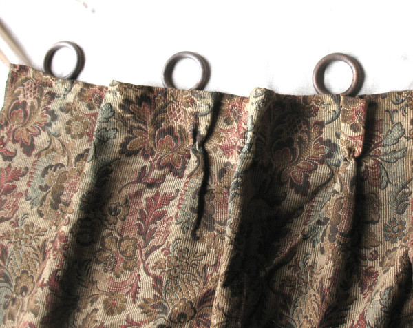 Pair of door hanging curtains in woven Jacquard floral pattern Louis XIII style late 19th