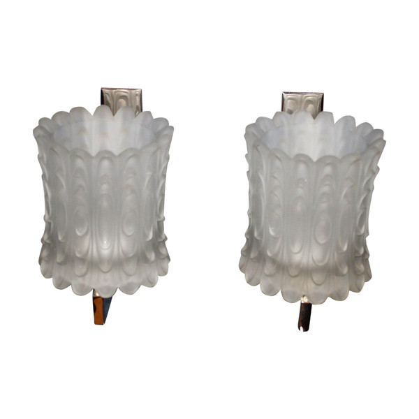 Pair of opalescent glass sconces from the 70s