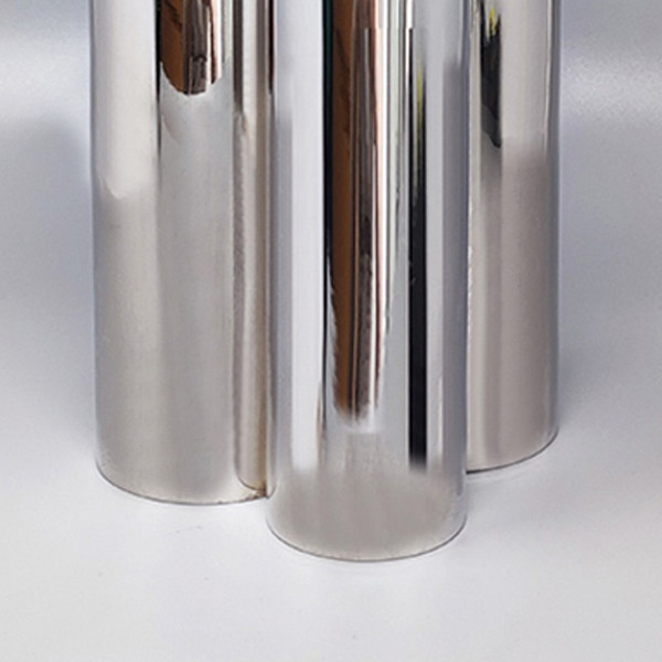 1970 Étonnant vase plaqué argent de l'ère spatiale par Sassetti. Fait main. Fabriqué en Italie