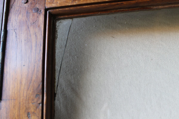 Grande pannellatura facciata libreria vetrata in rovere sagomato sp. 19