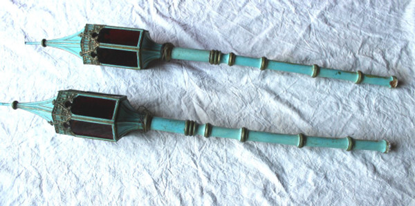 Pair of processional lanterns in the style of Venice, 19th century Gothic style