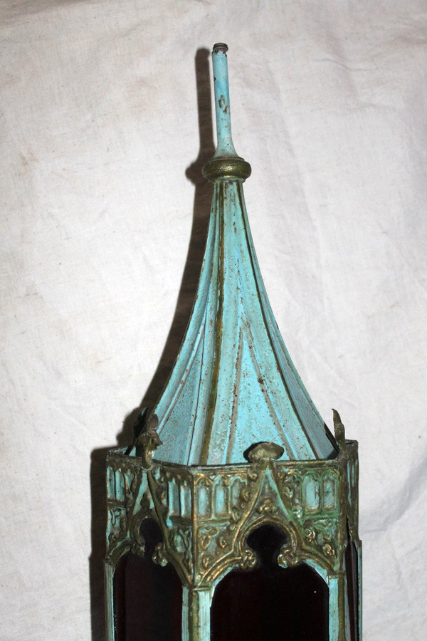 Pair of processional lanterns in the style of Venice, 19th century Gothic style