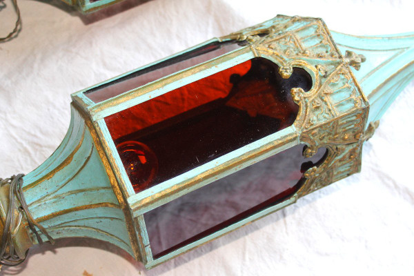 Pair of processional lanterns in the style of Venice, 19th century Gothic style