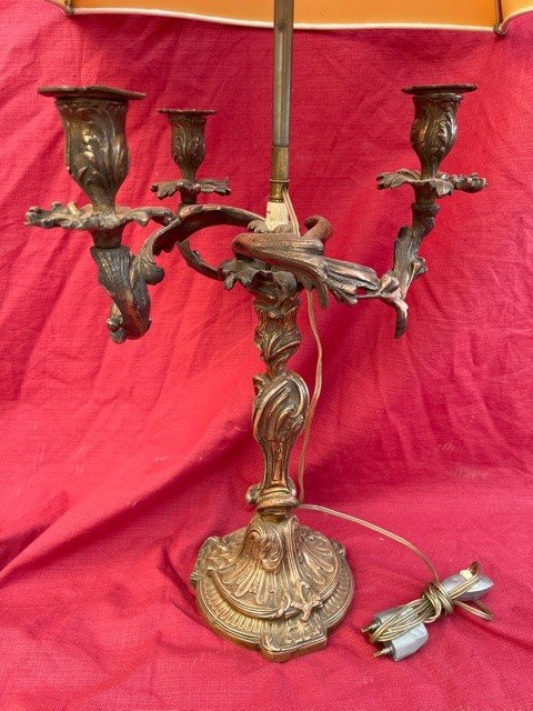 Lampe Bougeoir 3 Feux En Bronze De Style Louis XV