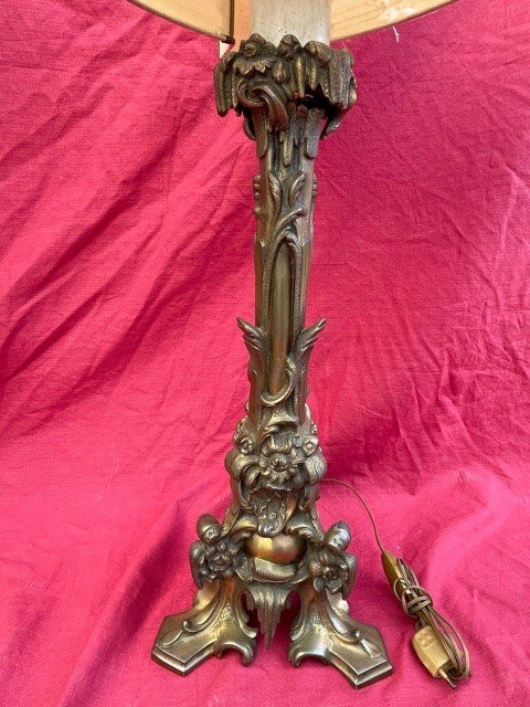 Jugendstil-Bronzelampe um 1900