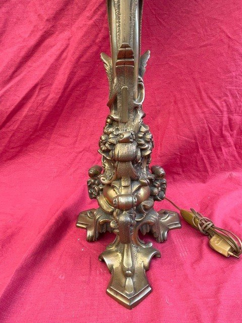 Jugendstil-Bronzelampe um 1900