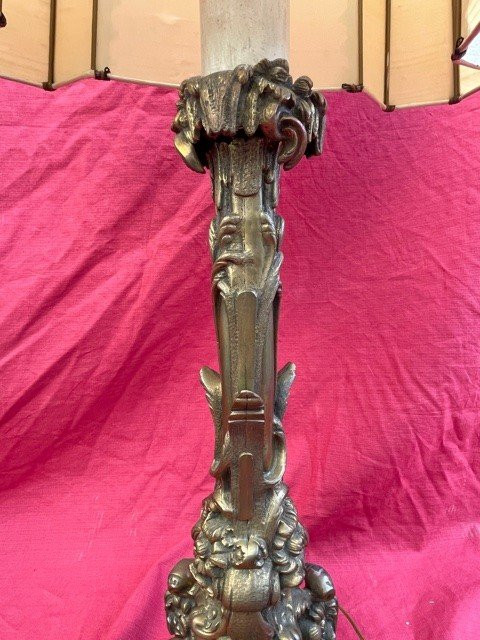 Jugendstil-Bronzelampe um 1900