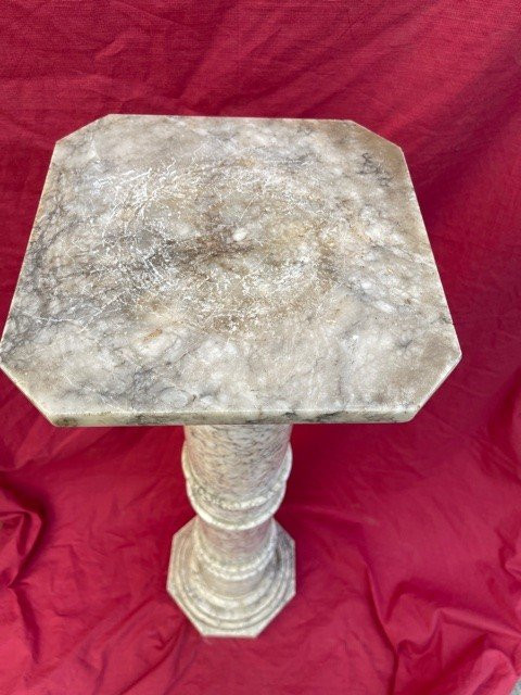 Old Marble 19th Century Bolster Column