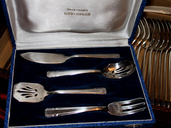Set di posate placcate in argento di Boulenger 172 pezzi periodo Art Déco