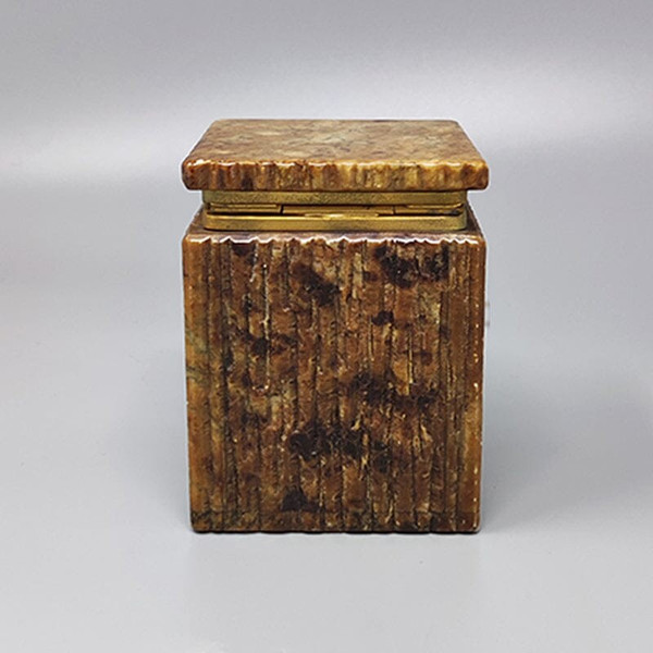 1960 Beautiful brown alabaster box. Handmade. Made in Italy