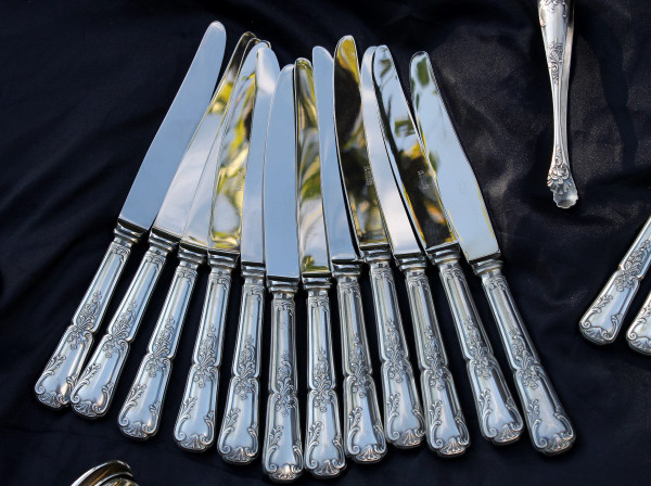 Regency style silver metal cutlery set of 82 pieces
