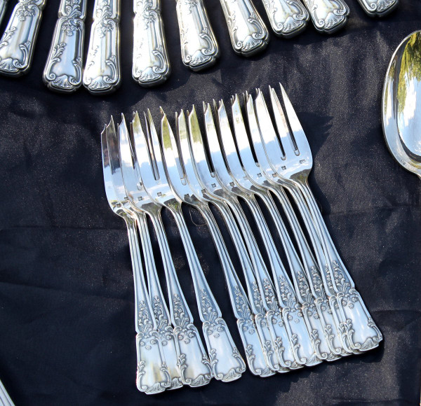 Regency style silver metal cutlery set of 82 pieces
