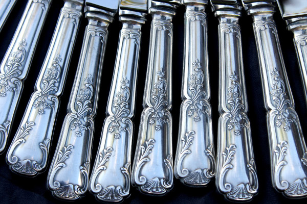 Regency style silver metal cutlery set of 82 pieces