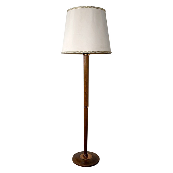 Art Deco floor lamp in varnished beech – 1940
