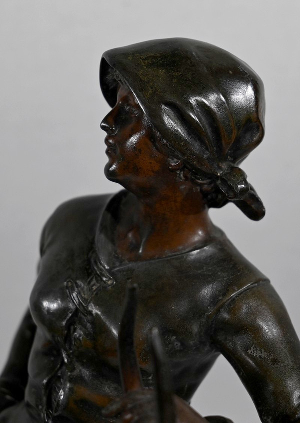 Importante Spelter "End of Day", da F. Moreau - Inizio XX Secolo