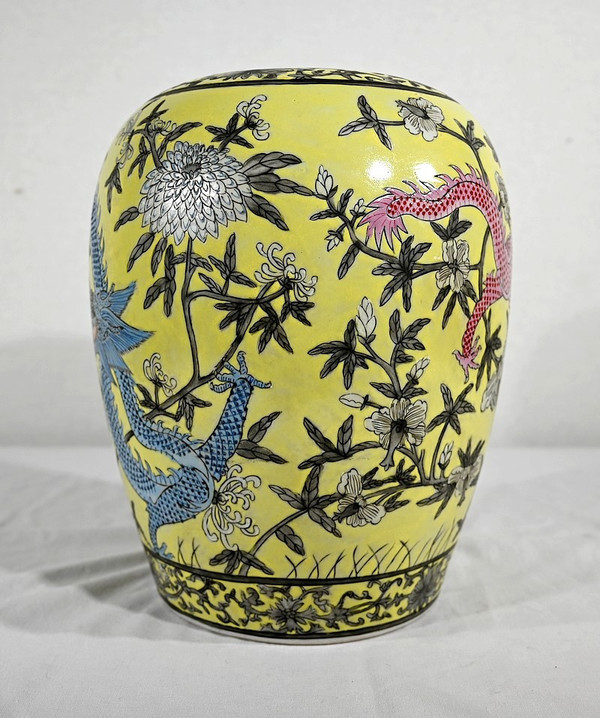 Vaso con Due Draghi, Porcellana Cinese, Dinastia Qing - XIX Secolo