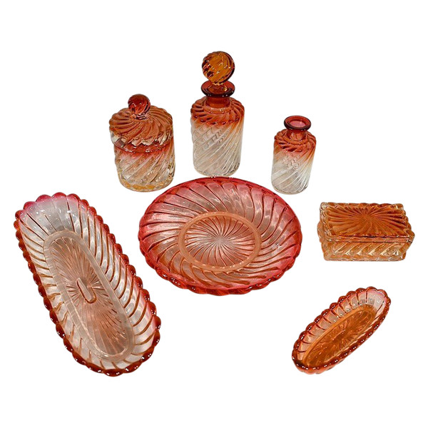 Ensemble de Toilette « Bambou Tors » en Cristal de Baccarat - Fin XIXe