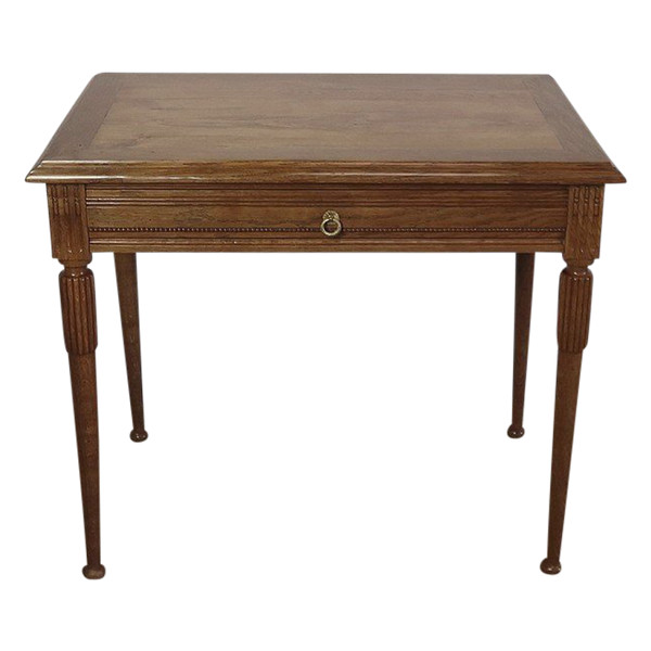 Office table in solid oak, Louis XVI style - 1900