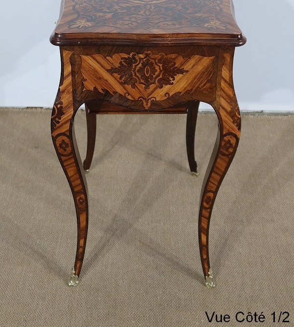 Exceptionnelle Travailleuse en Marqueterie Louis XV, époque Napoléon III – Milieu XIXe