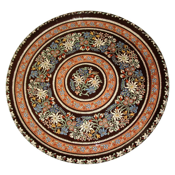 Very large Swiss dish in Thun enamels