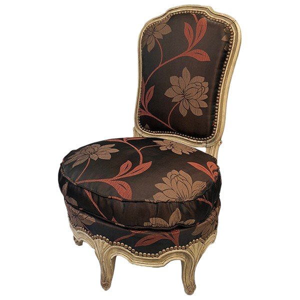 Louis XV style fireside chair, cream lacquered wood, 20th century