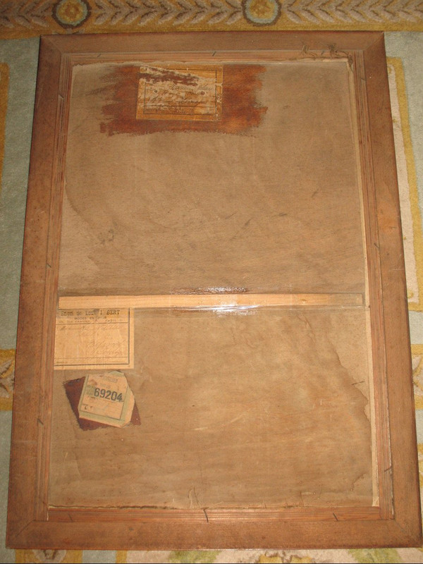 Gerahmte bemalte Seidentafel mit japanischem Seedekor, frühes 20. Jahrhundert