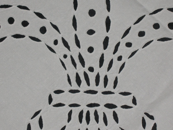 Large royalist tablecloth decorated with embroidered fleur-de-lys, late 19th century