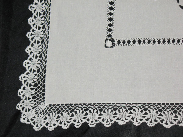 Large royalist tablecloth decorated with embroidered fleur-de-lys, late 19th century