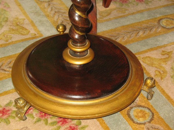 Napoleon III period pedestal table with cabaret top in varnished and gilded mahogany