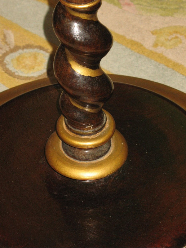 Napoleon III period pedestal table with cabaret top in varnished and gilded mahogany