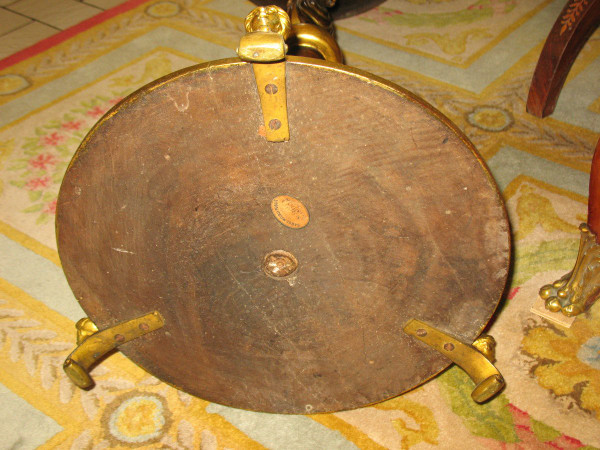 Napoleon III period pedestal table with cabaret top in varnished and gilded mahogany