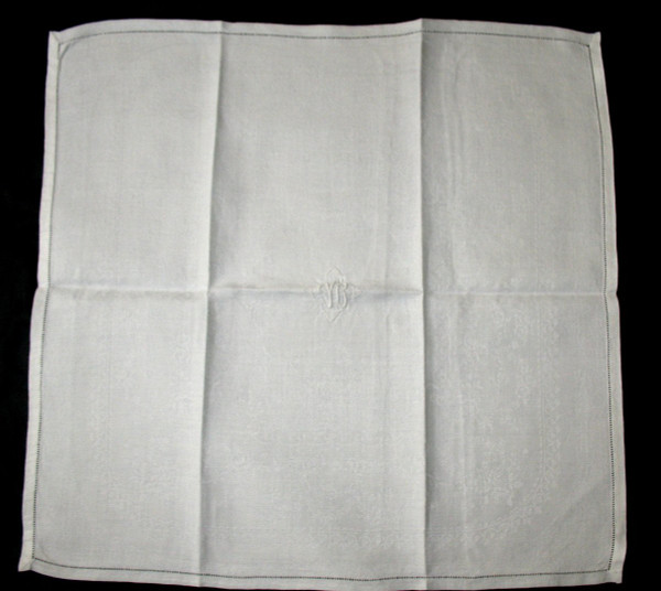 10 damask napkins decorated with garlands of roses initials YB early 20th century