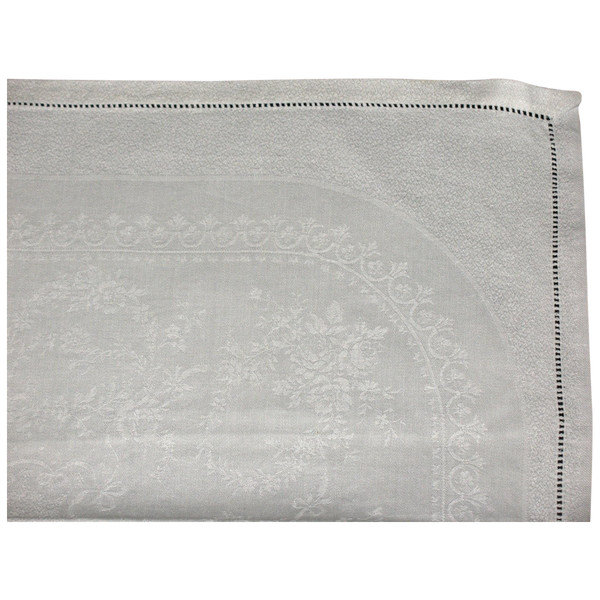 10 damask napkins decorated with garlands of roses initials YB early 20th century