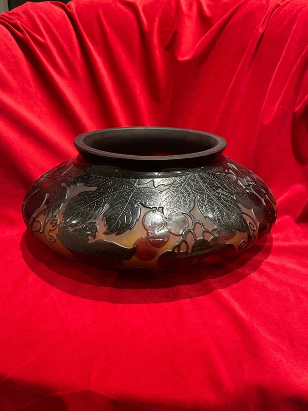 D 'argental Paul Nicolas Importante Coupe En Verre Dégagé à l'Acide Art Nouveau