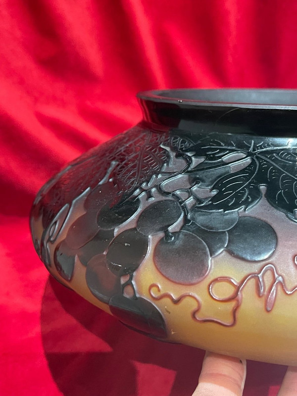 D 'argental Paul Nicolas Importante Coupe En Verre Dégagé à l'Acide Art Nouveau
