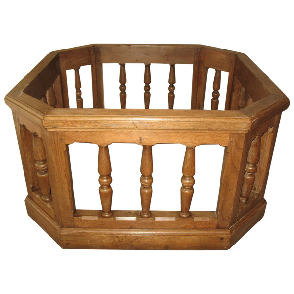 Paneling element octagonal oak table leg in Louis XIII style 19th century