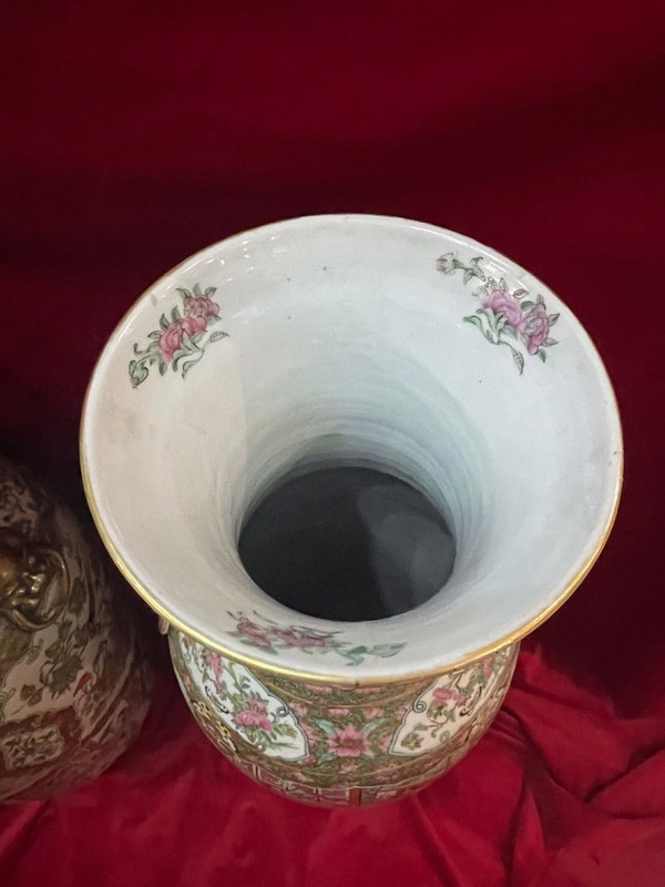 Huge Pair Of Canton Porcelain Vases China 19th C