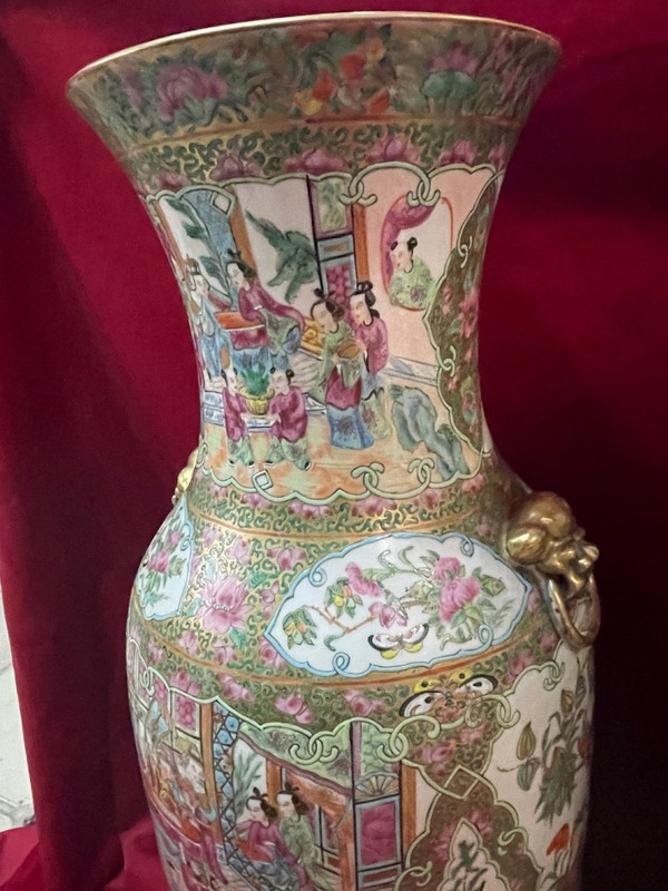 Huge Pair Of Canton Porcelain Vases China 19th C