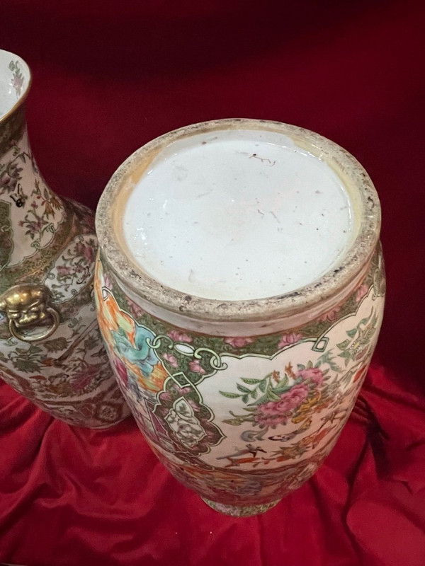 Huge Pair Of Canton Porcelain Vases China 19th C