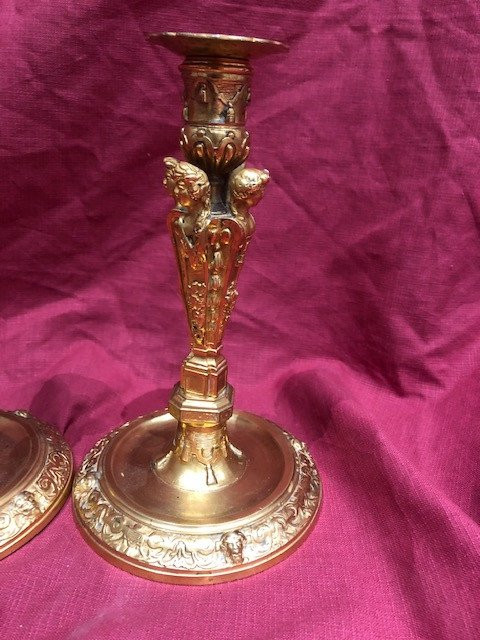Pair Of Torches Bronze Gilt Napoleon III