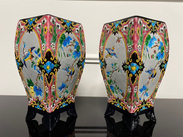 Bordeaux Vieillard - Pair Of Japanese Caranza Cloisonne Enamel Vases